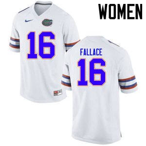 Women's Florida Gators #16 Brian Fallace NCAA Nike White Authentic Stitched College Football Jersey YSJ2762MO